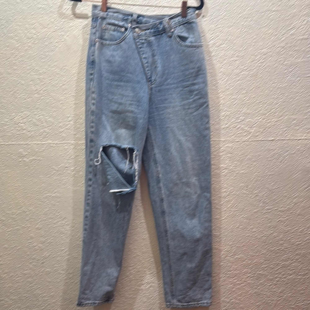 Grey Lab Asymmetric Wrap Jeans Size 26 Women’s High Rise Denim Pant